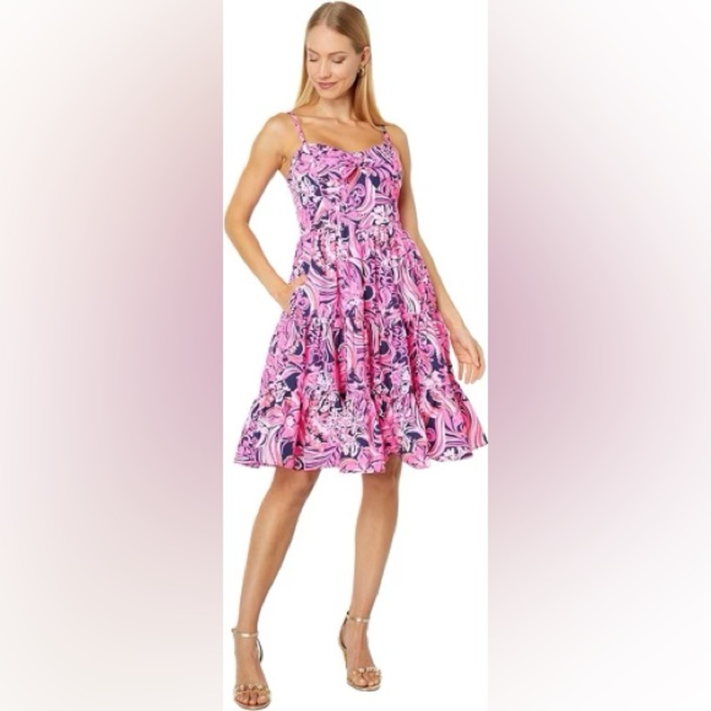 NWOT Lilly Pulitzer Adalia Dress in
“Flirty Fins and Feathers” print